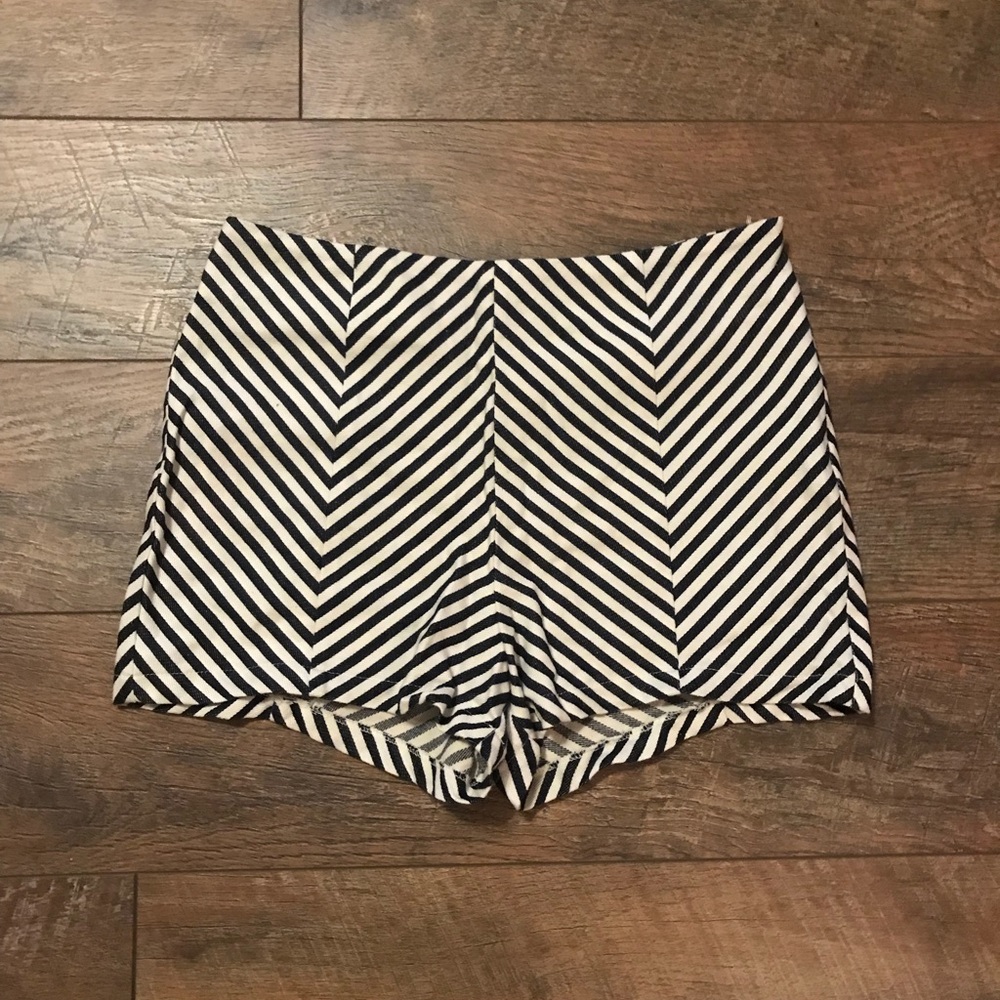 Navy and White Striped Shorts